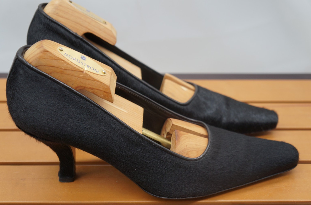Sergio Rossi Women’s Black Pony Hair Leather Pump Size 37 / US 7